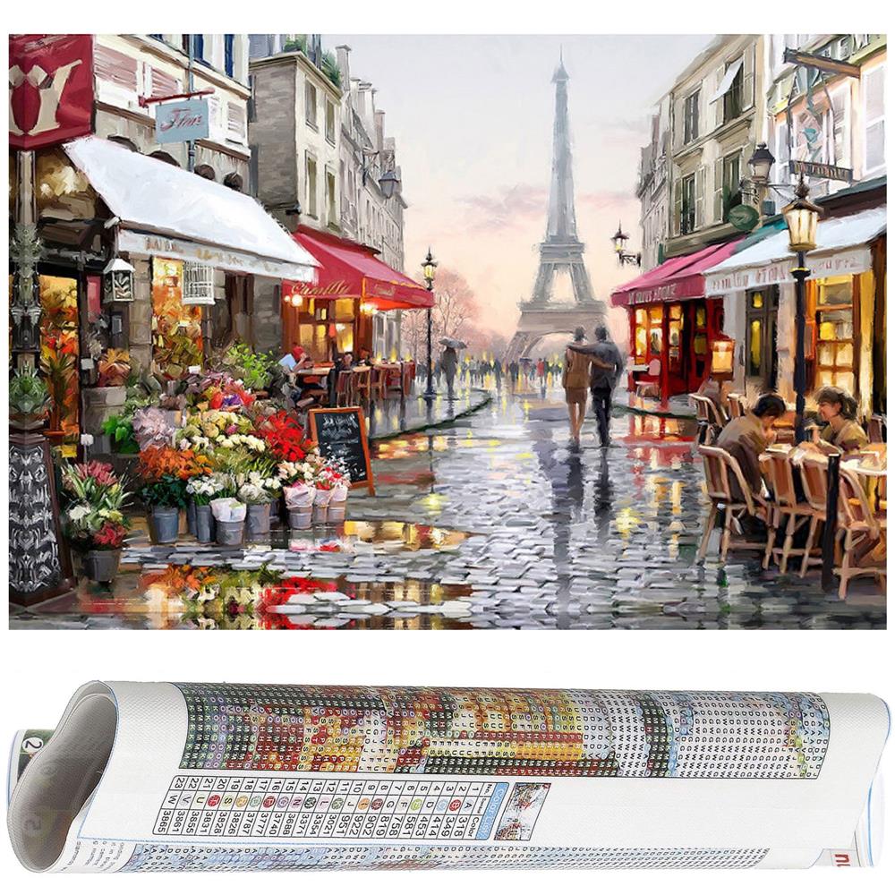 Set de broderie cu diamante 5D, 30x40cm, model Alee in Paris