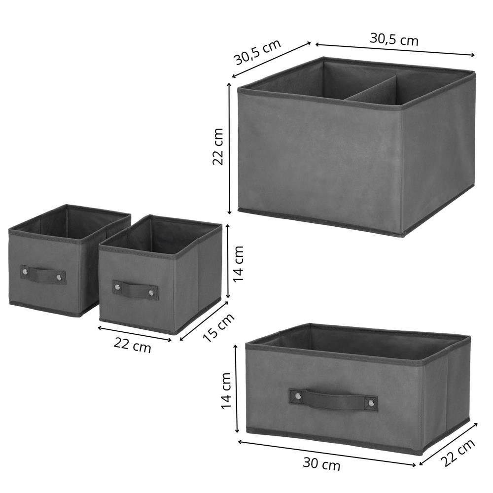 Organizator dulap tip lada cu 3 sertare, 31x31x22cm, gri inchis