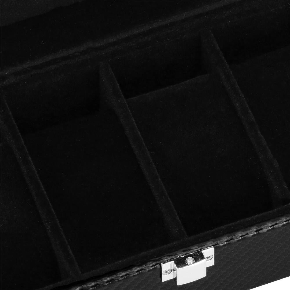 Cutie depozitare si organizare ceasuri, MDF, piele ecologica, 20,5x11x8cm, negru sarpe