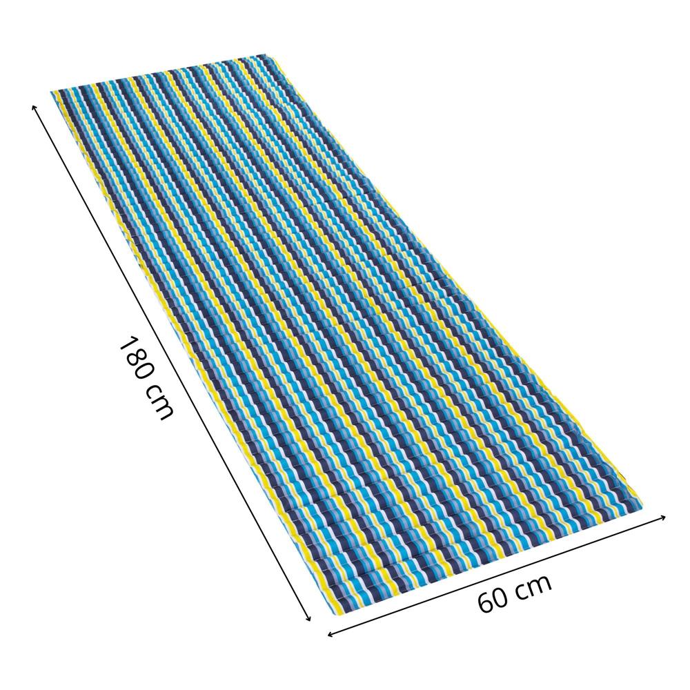 Saltea pentru plaja pliabila, din spuma, ultra-usoara, cu maner de transport, 60x180cm, albastru galben