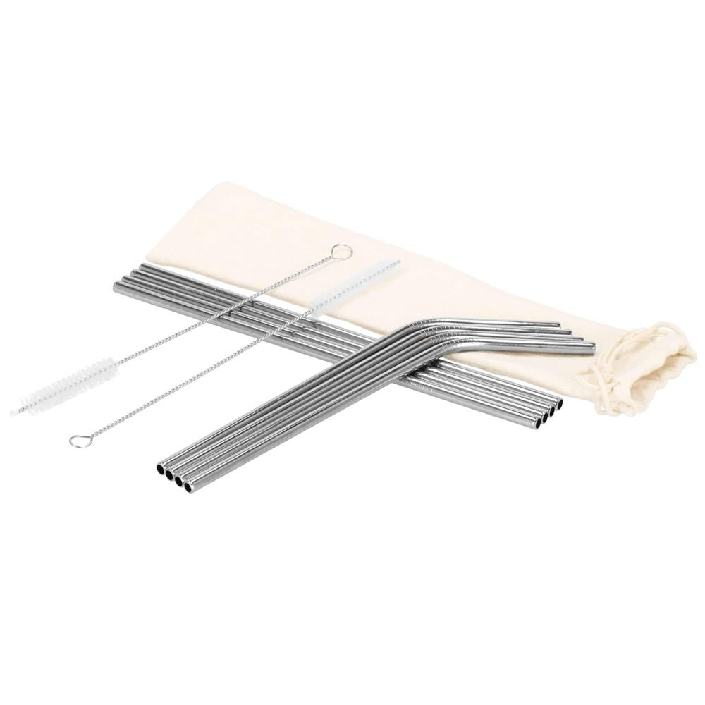 Set 8 paie metalice argintiu, reutilizabile, cu husa depozitare si perii curatat, 215x6 mm