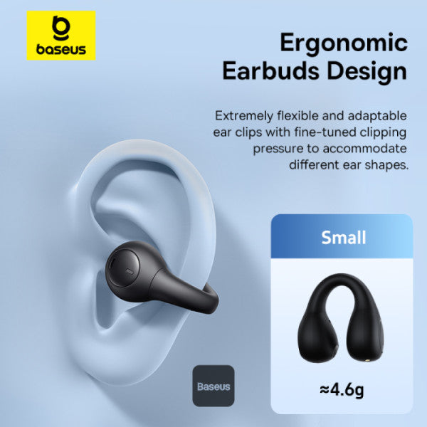 CASTI Baseus AirGo AS01 Open-Ear TWS, pt smartphone, wireless, bluetooth 5.3, microfon pe casca, 25 ore durata baterie, negru "A00069101113-00" (timbru verde 0.18 lei) - 6932172655396