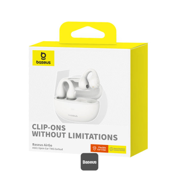 CASTI Baseus AirGo AS01 Open-Ear TWS, pt smartphone, wireless, bluetooth 5.3, microfon pe casca, 25 ore durata baterie, alb "A00069101223-00" (timbru verde 0.18 lei) - 6932172655372