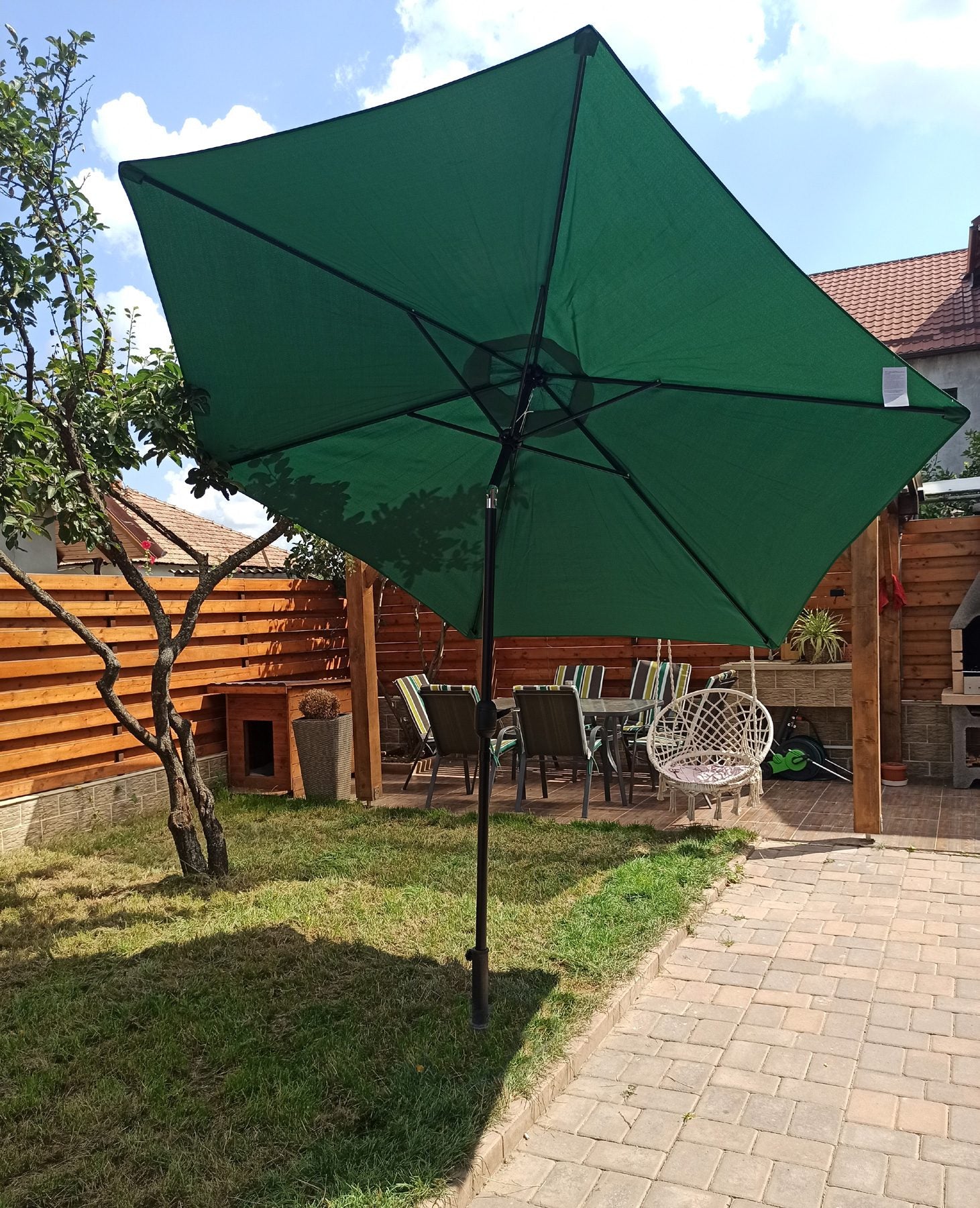 Umbrela terasa gradina, cu manivela si inclinare, GU24, diametru 300cm, Verde