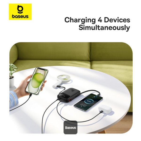 POWER BANK Baseus Qpow2 Digital Display, 10000mAh, 30W, 2 x USB Type-C output/input, 1 x USB, include cablu USB Type-C la USB Type-C 30cm, negru, "P10055008113-00" - 6932172667740