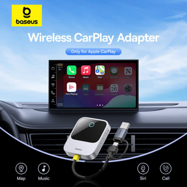 ADAPTOR CARPLAY wireless Baseus SafeJourney, transforma conexiunea Apple carplay cu fir in wireless, BT 5.0, conexiune auto USB Type-C sau USB "C10745100813-00" - 6932172662851