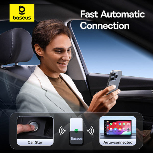 ADAPTOR CARPLAY wireless Baseus SafeJourney, transforma conexiunea Apple carplay cu fir in wireless, BT 5.0, conexiune auto USB Type-C sau USB "C10745100813-00" - 6932172662851