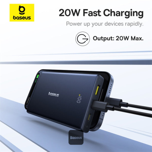 POWER BANK Baseus PicoGo, display, capacitate 10000mAh, 20W, 2 x USB Type-C, 1 x USB, total 5V/3A, include cablu Type-C to Type-C 60W lungime 30cm, negru, "P10076801123-00" - 6932172670856