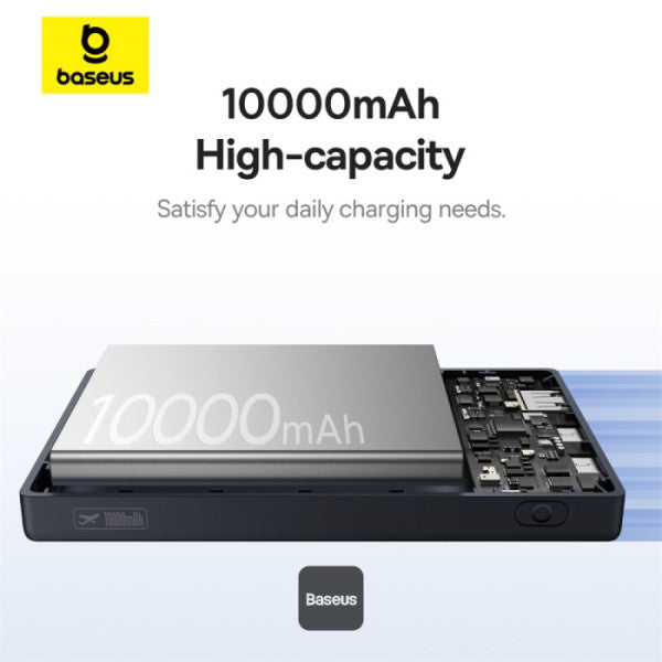 POWER BANK Baseus PicoGo, display, capacitate 10000mAh, 20W, 2 x USB Type-C, 1 x USB, total 5V/3A, include cablu Type-C to Type-C 60W lungime 30cm, negru, "P10076801123-00" - 6932172670856