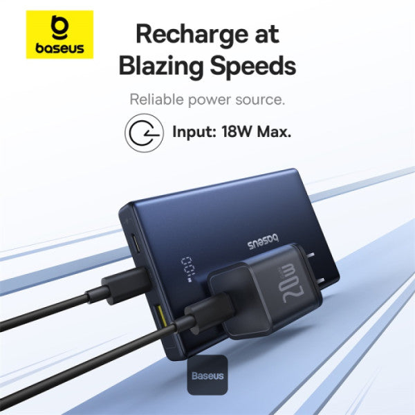 POWER BANK Baseus PicoGo, display, capacitate 10000mAh, 20W, 2 x USB Type-C, 1 x USB, total 5V/3A, include cablu Type-C to Type-C 60W lungime 30cm, negru, "P10076801123-00" - 6932172670856