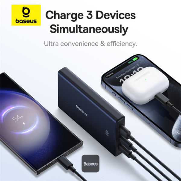 POWER BANK Baseus PicoGo, display, capacitate 10000mAh, 20W, 2 x USB Type-C, 1 x USB, total 5V/3A, include cablu Type-C to Type-C 60W lungime 30cm, negru, "P10076801123-00" - 6932172670856