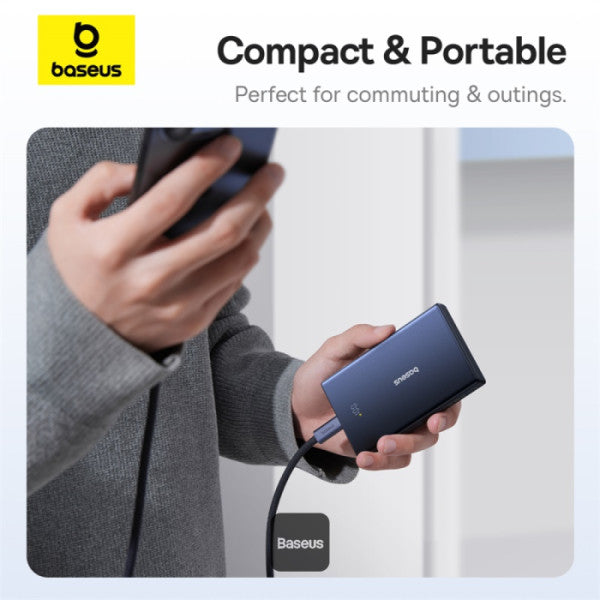 POWER BANK Baseus PicoGo, display, capacitate 10000mAh, 20W, 2 x USB Type-C, 1 x USB, total 5V/3A, include cablu Type-C to Type-C 60W lungime 30cm, negru, "P10076801123-00" - 6932172670856