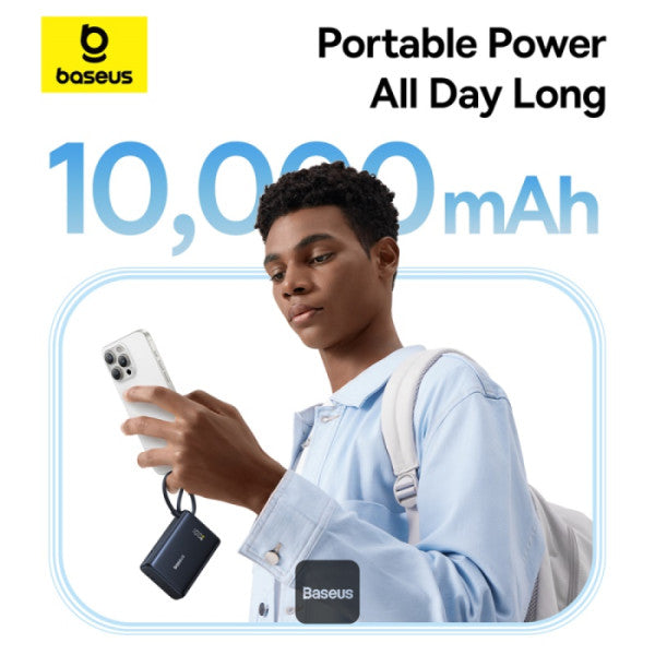 POWER BANK Baseus PicoGo, display, capacitate 10000mAh, 45W, cablu integrat USB Type-C, 1 x USB Type-C, 1 x USB, total 5V/3A, negru, "P10076803123-00" - 6932172678715