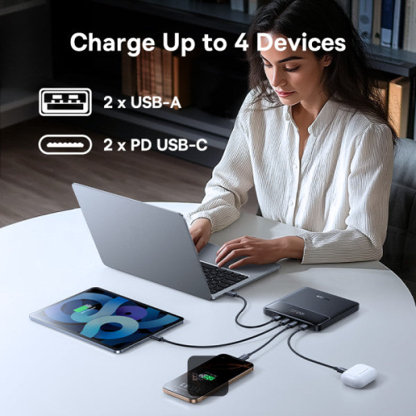 POWER BANK Baseus Blade H1, 20000mAh, PD 100W, ultra thin, 2 x USB; 2 x USB Type-C, display digital pt. status baterie, total 5A, include cablu USB Type-C la USB Type-C, negru, "P10021604123-00" - 6932172682446