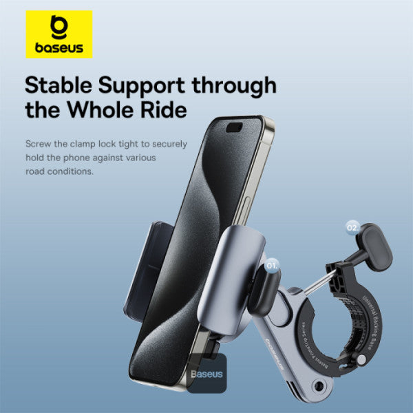 SUPORT bicicleta Baseus PrimeTrip pt SmartPhone, fixare de bare de diferite dimensiuni, metalic, negru "C40569000121-00" - 6932172661557