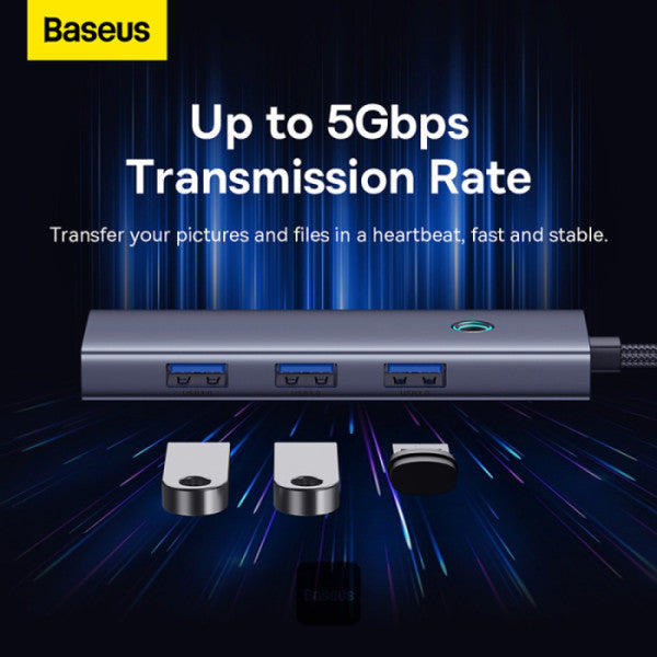 DOCKING STATION Baseus UltraJoy 5 in 1, input USB Type-C, output HDMI4K@30Hz x 1, USB3.0 x 4, gri 
