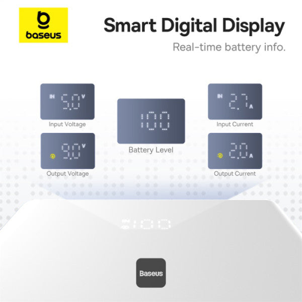 POWER BANK Baseus PicoGo, 10000mAh, 20W, 2 x USB Type-C, 1 x USB, cablu inclus USB Type-C la USB Type-C 30cm, alb, "P10076801213-00" - 6932172684488