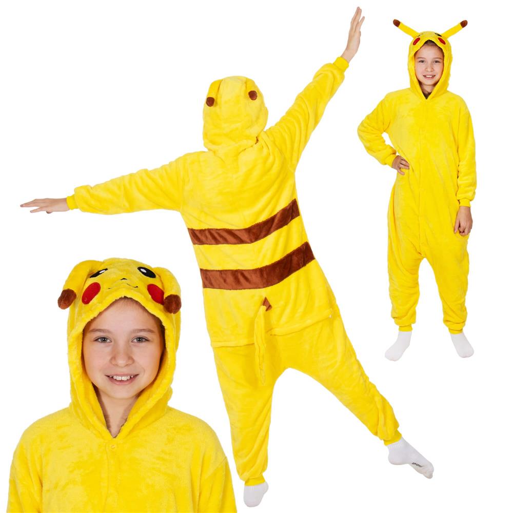 Pijama tip salopeta pentru copii, model Pikachu, marime 120-130 cm