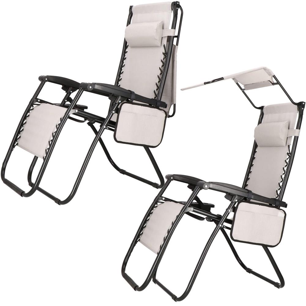 Sezlong pliabil SERSIMO GC11, Relax Zero Gravity cu parasolar, 175cm, gri