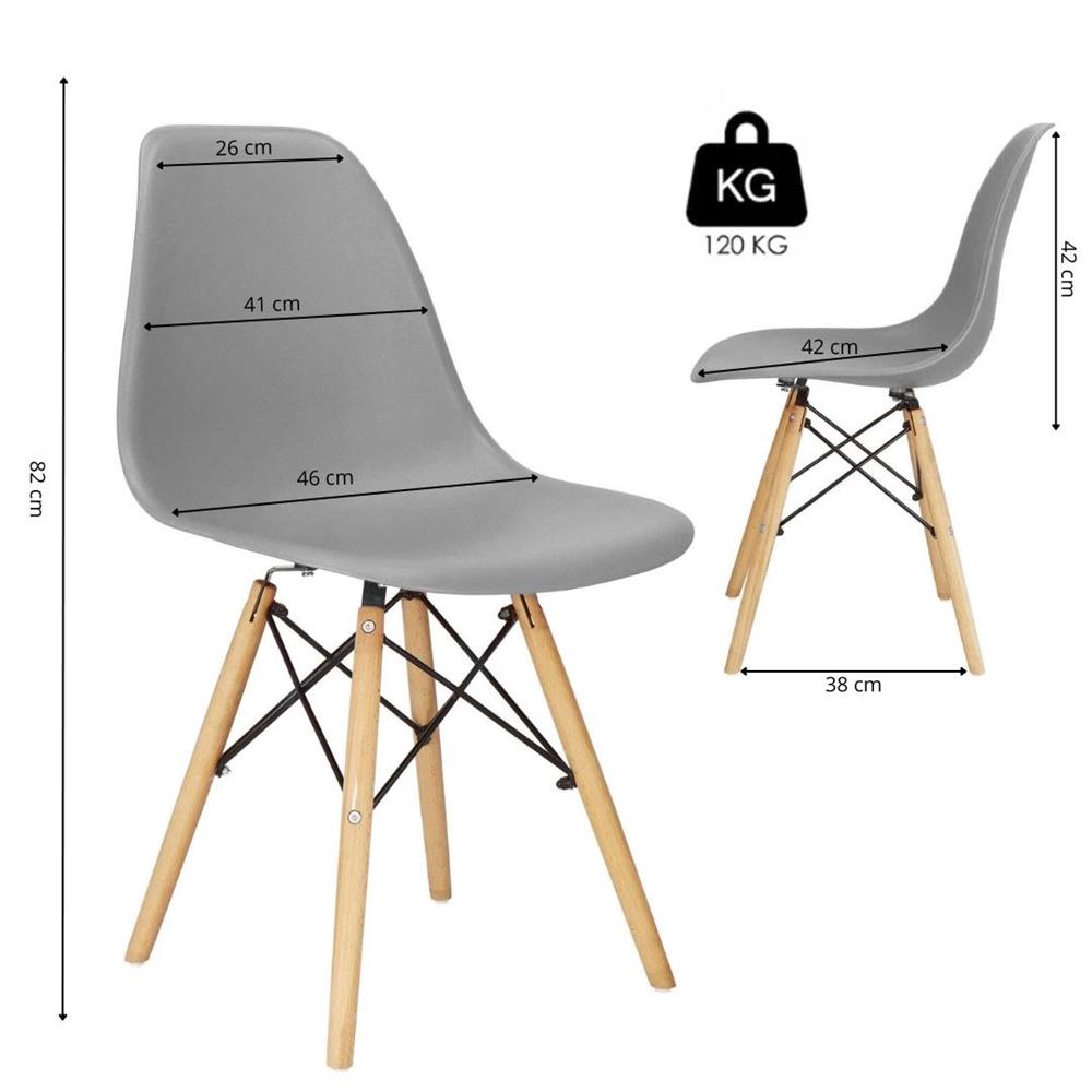 Set 4 scaune dining Scandinav pentru bucatarie, 38x42x82cm, gri inchis