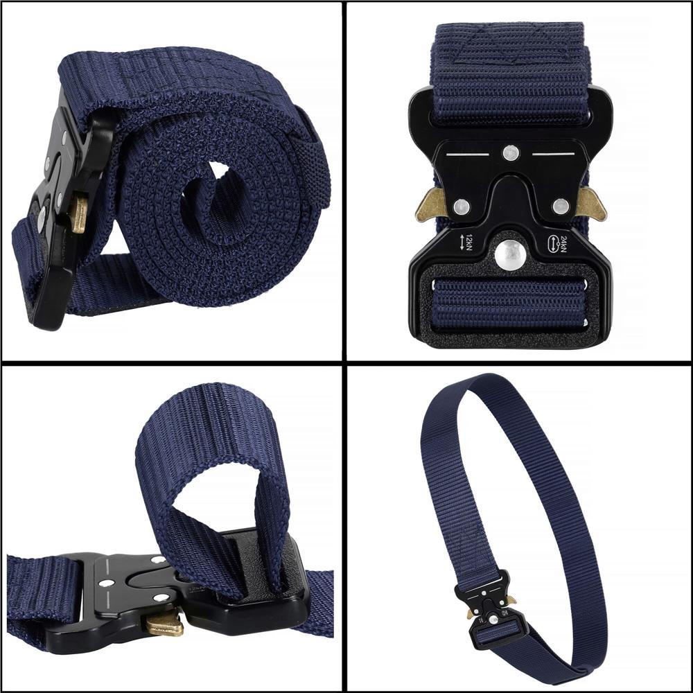Curea centura Tactical Combat pentru barbati 3.5 x 125 cm, rezistent, albastru inchis