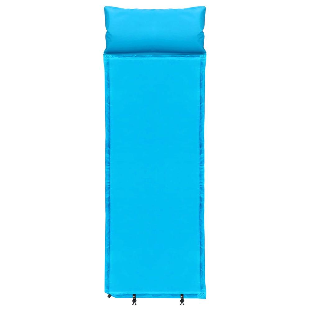 Saltea plabila cu perna din spuma poliuretanica, cu autoumflare, 186x53x2.5cm, albastra