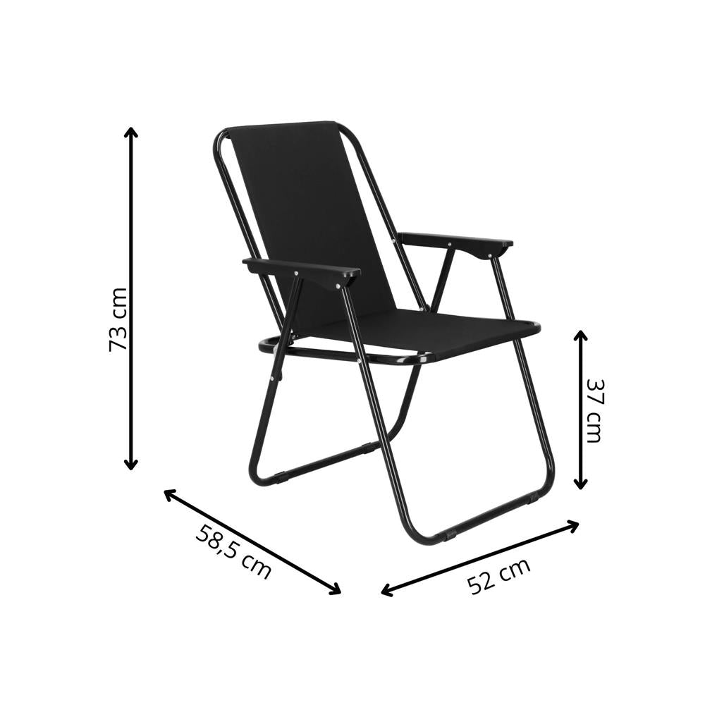 Scaun de plaja Sersimo, pliabil, 100kg, 52x73cm, negru