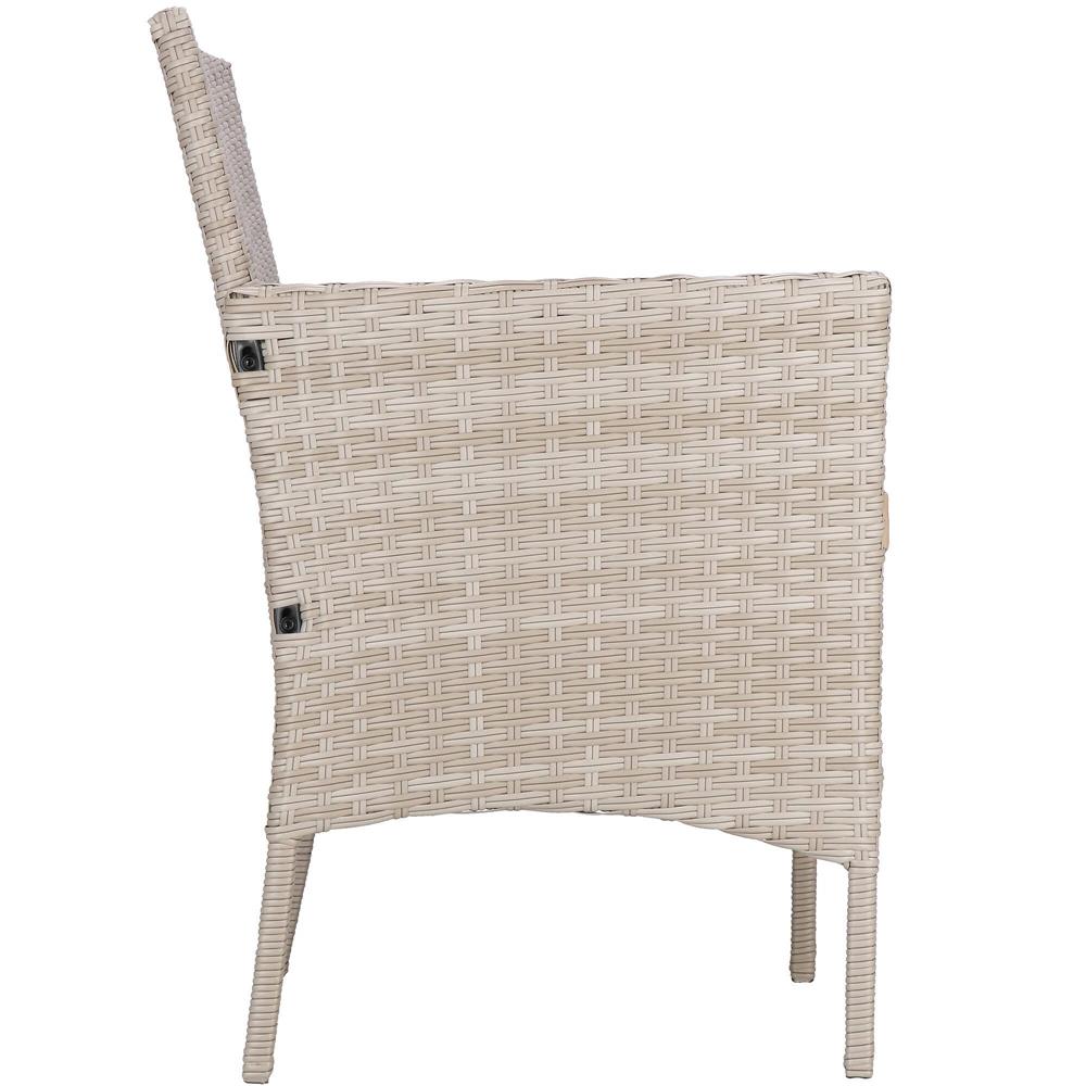 Set mobilier terasa, din tehnorattan, masa cu blat sticla securizata, 2 fotolii cu perne, bej