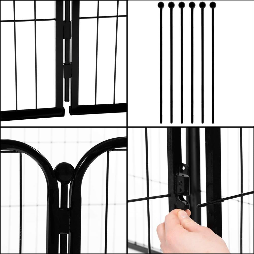 Tarc pentru animale de companie, din fier, forma configurabila, cu usa de acces, 4XL, 184x100x93cm, negru