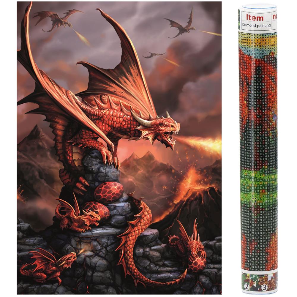 Set de broderie cu diamante 5D, 30x40cm, model Dragon cu pui