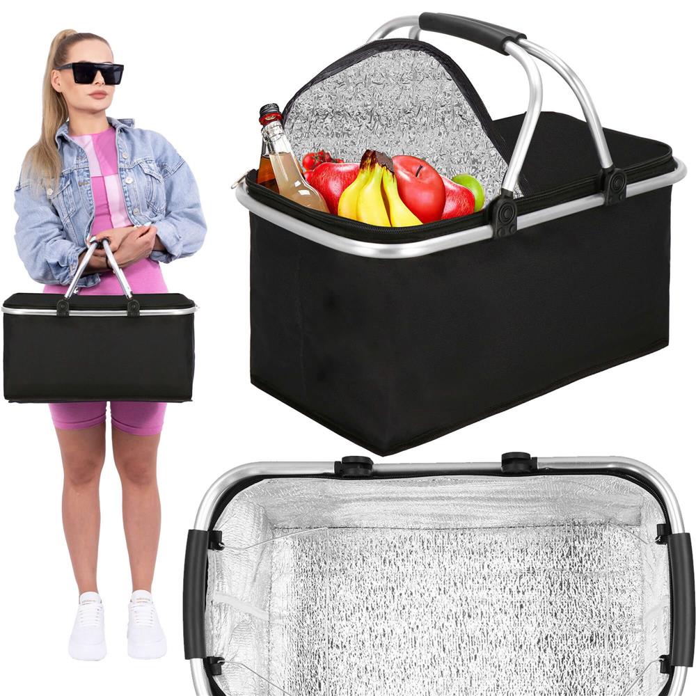 Geanta pentru picnic sau plaja, termoizolanta, 28 litri, negru