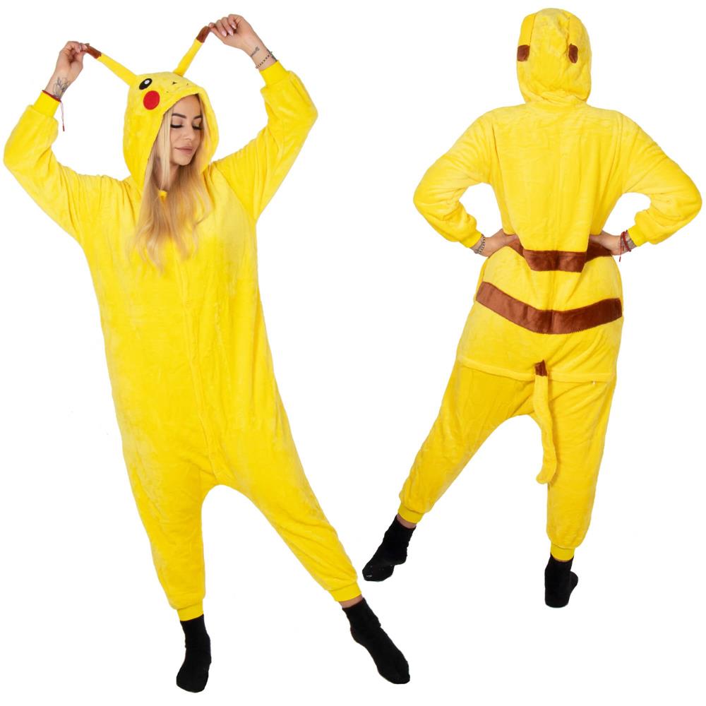 Pijama tip salopeta pentru adulti, model Pikachu, marime L