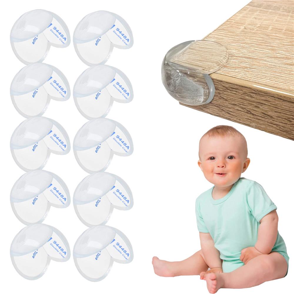 Set 10 protectii colturi pentru siguranta copii, drepte, 40x20mm, silicon, transparent