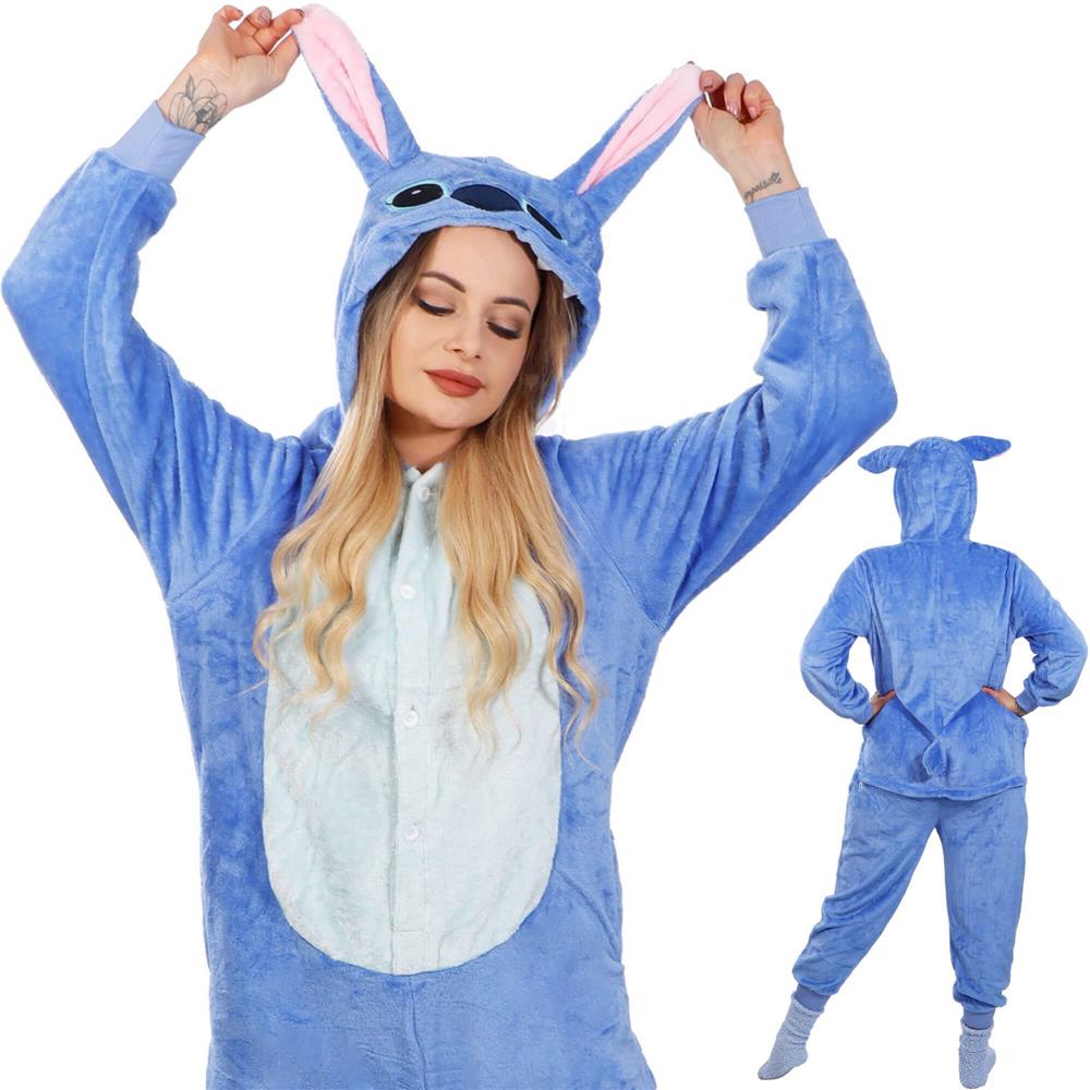 Pijama tip salopeta pentru adulti, model Stitch, marime S