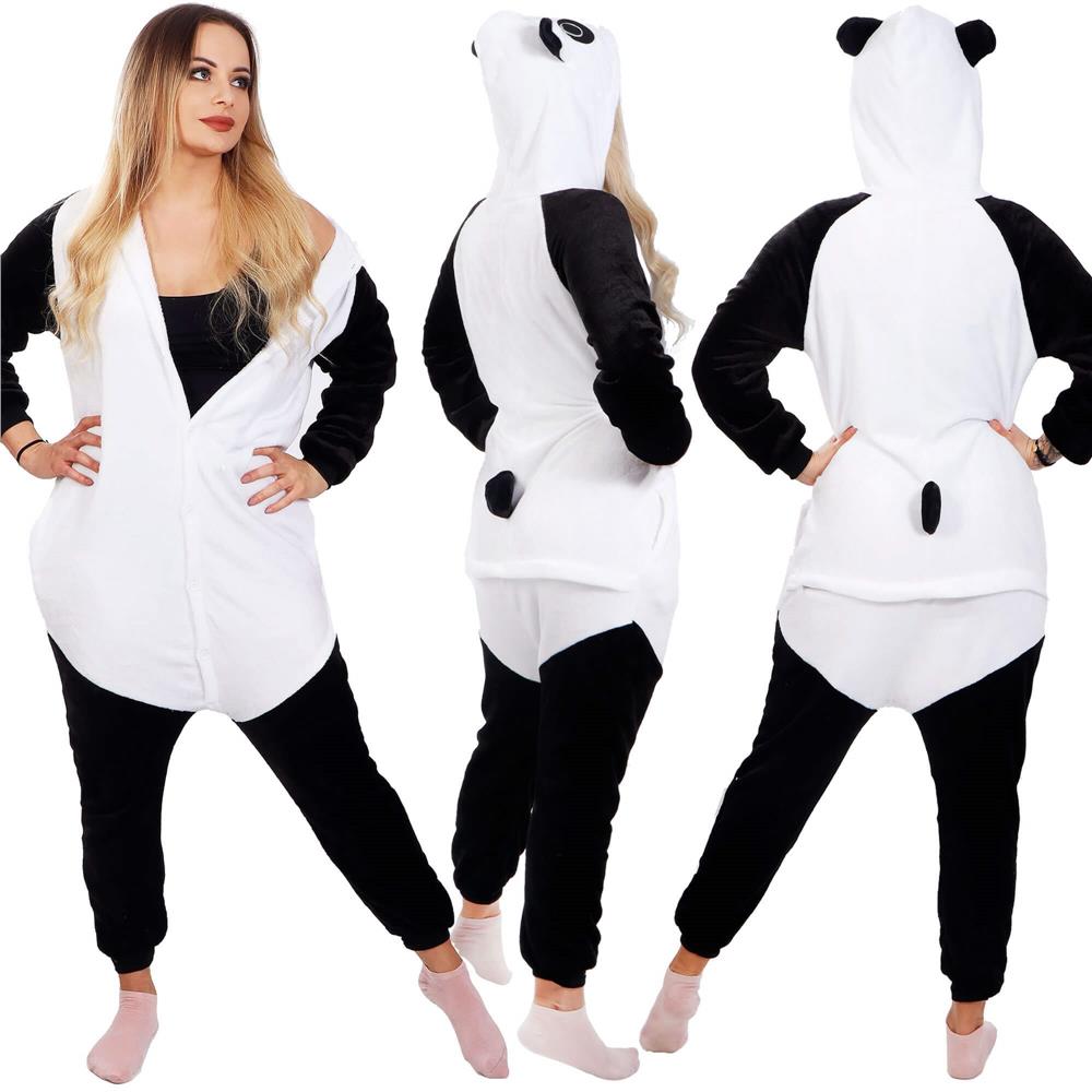 Pijama tip salopeta pentru adulti, model Panda, marime S