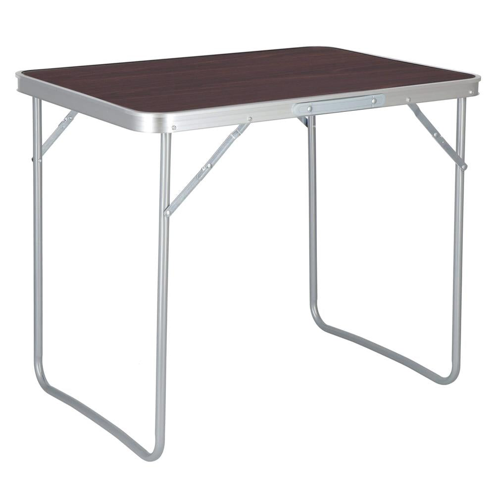 Masa camping pliabila cu cadru din aluminiu, blat MDF, 70x50x60cm, maro