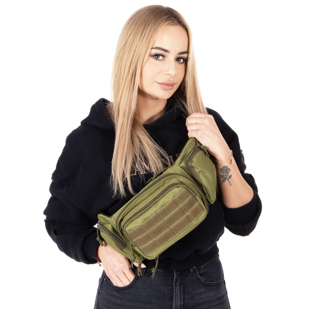 Borseta incapatoare pentru umar sau brau, impermeabila, unisex, 43x15cm, verde
