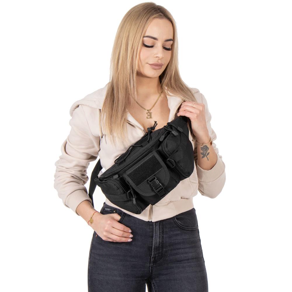 Borseta incapatoare pentru umar sau brau, impermeabila, unisex, 37x19cm, negru