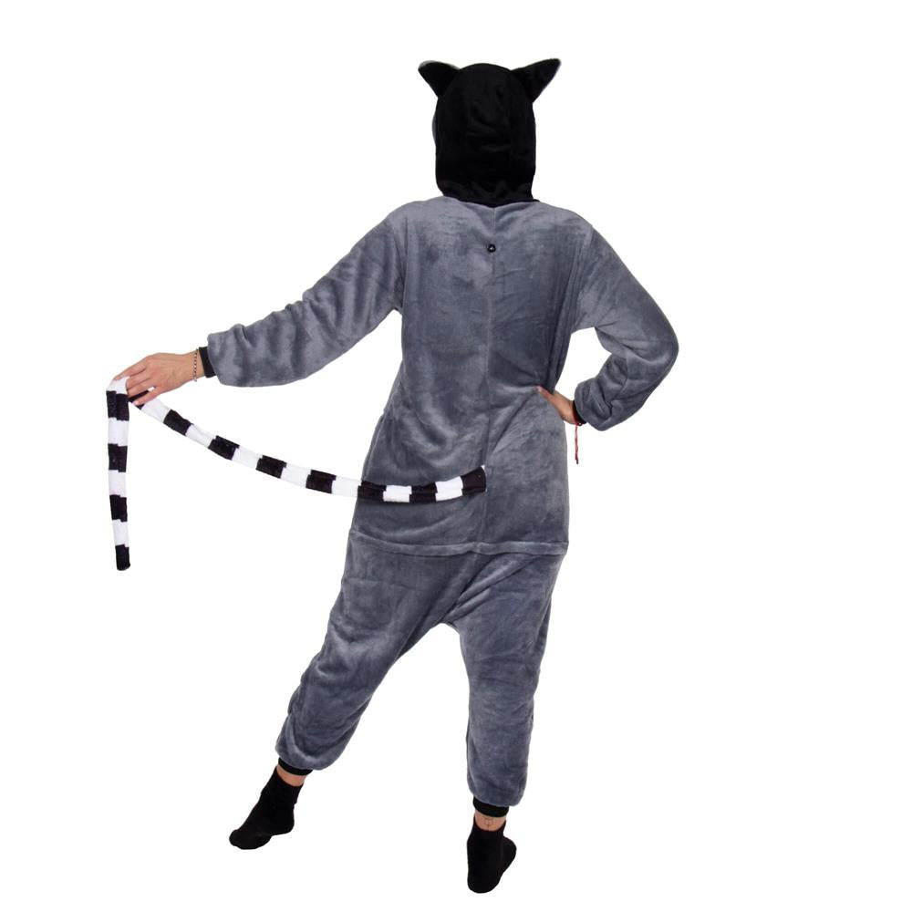 Pijama tip salopeta pentru adulti, model Lemur, marime M