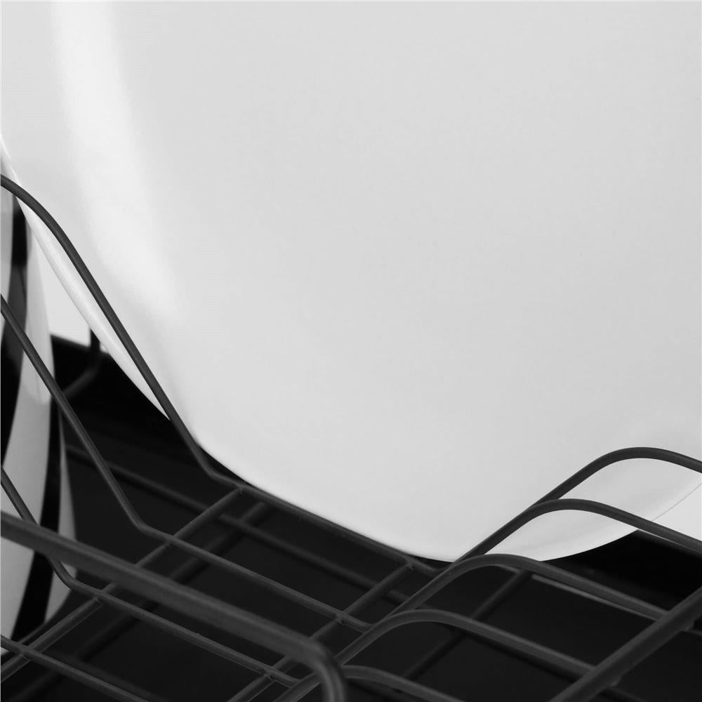 Uscator de vase cu suport tacamuri, din otel, pe 2 nivele, cu tava de scurgere, 50x30x24cm, negru