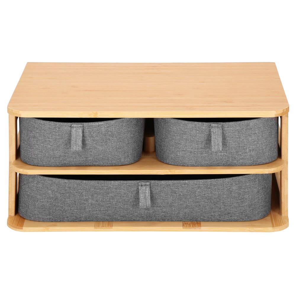 Cutie organizare din bambus, cu 3 sertare detasabile, 16x36x23cm, maro