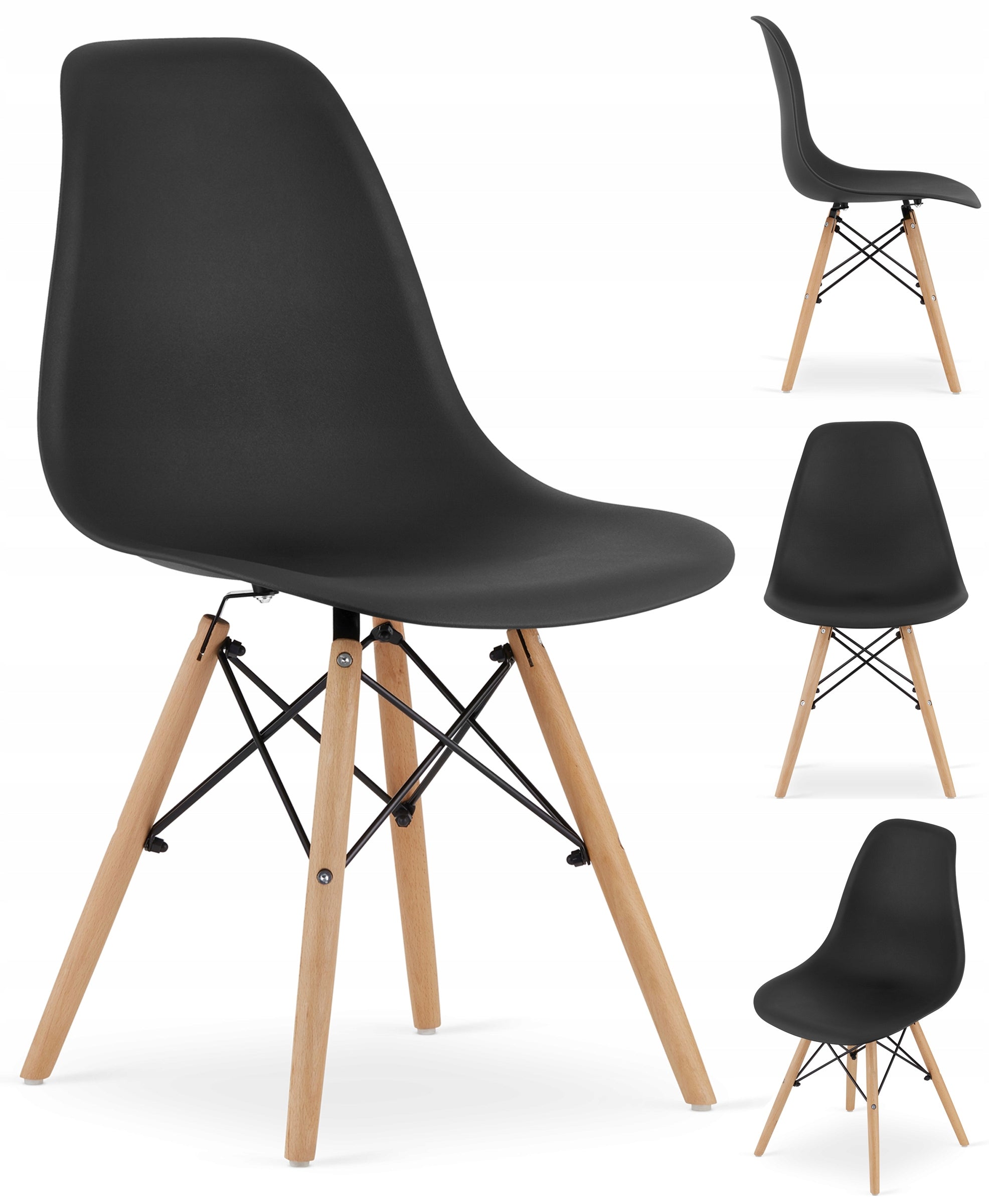 Set 4 scaune dining Scandinav pentru bucatarie, 38x42x82cm, negru