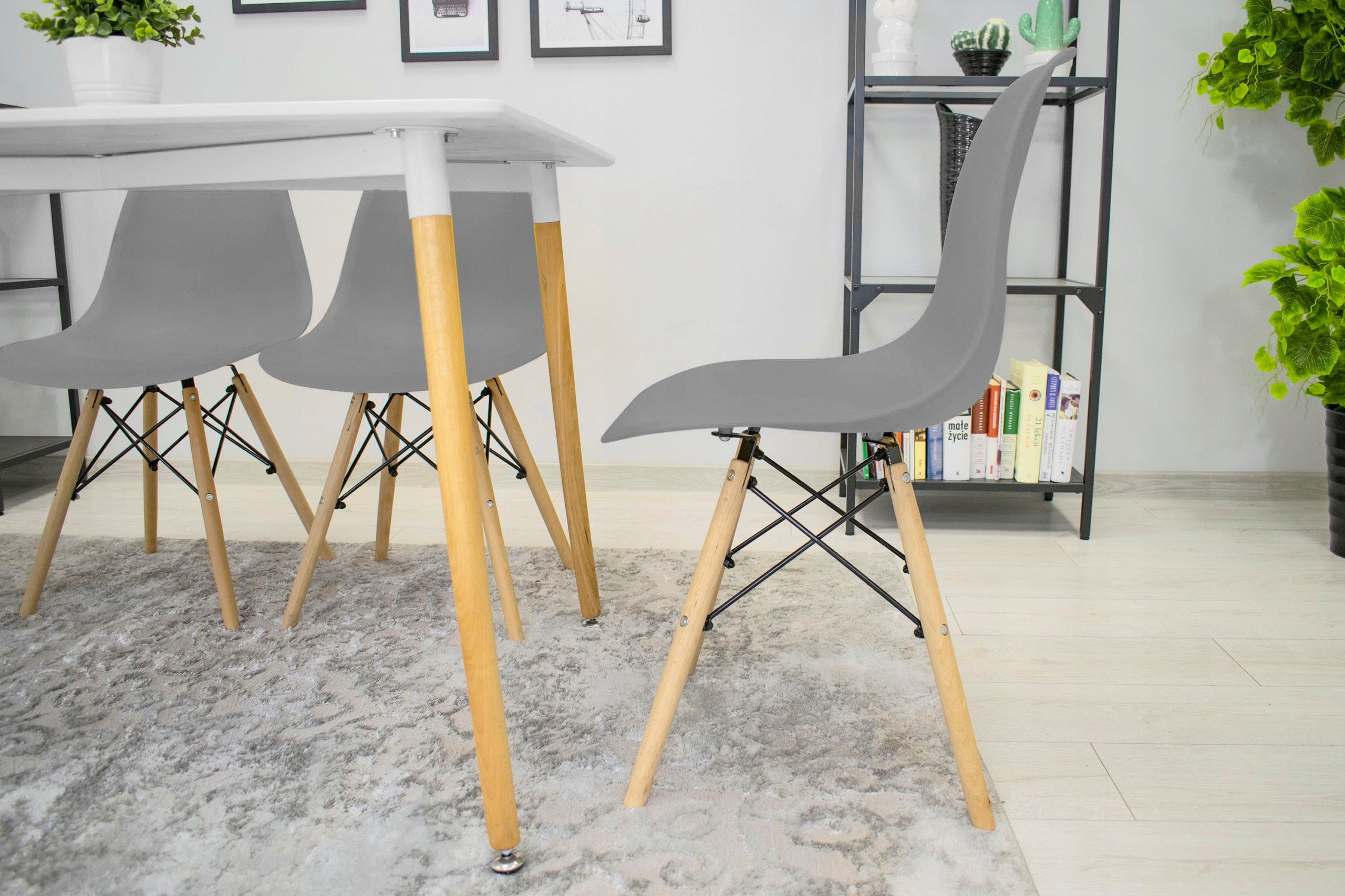 Set 4 scaune dining Scandinav pentru bucatarie, 38x42x82cm, gri
