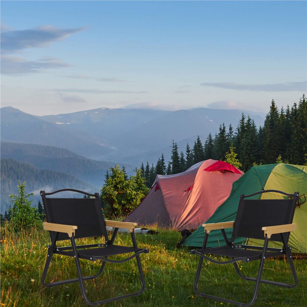 Scaun metalic plabil pentru gradina, camping sau plaja, 50x53x61cm, negru