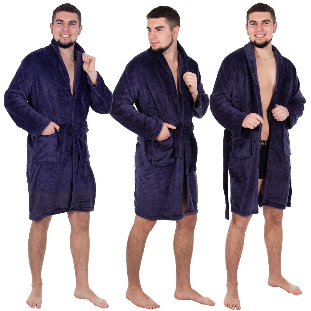 Halat de baie pentru barbati pana la genunchi, marimea L/XL, mov