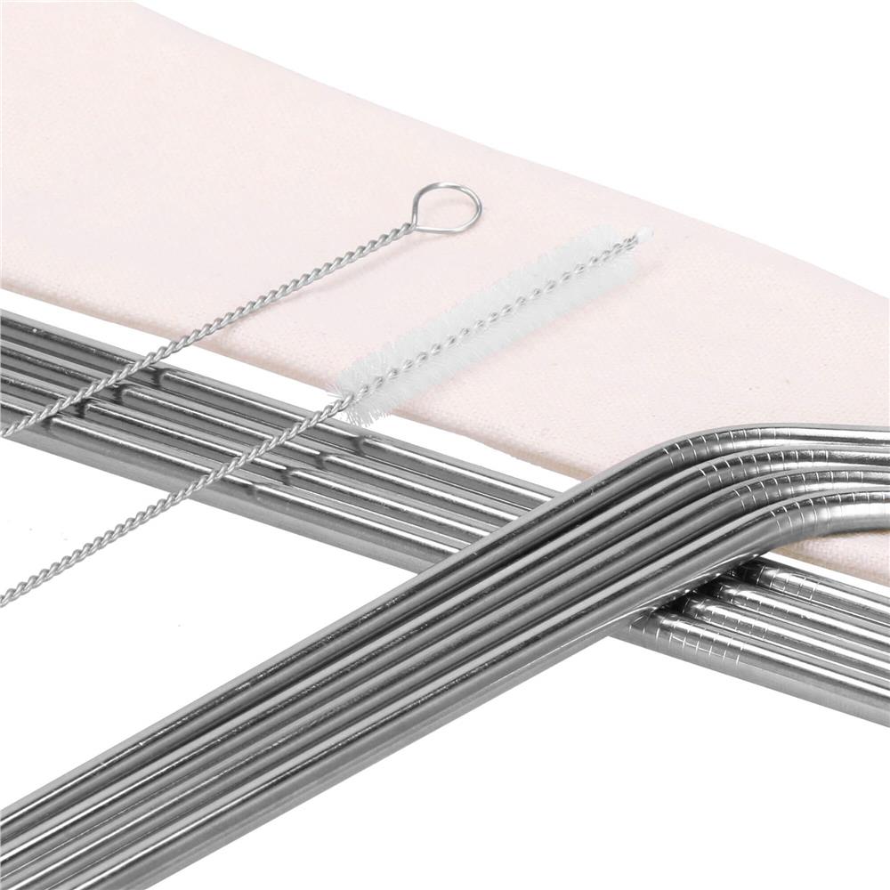 Set 8 paie metalice argintiu, reutilizabile, cu husa depozitare si perii curatat, 215x6 mm