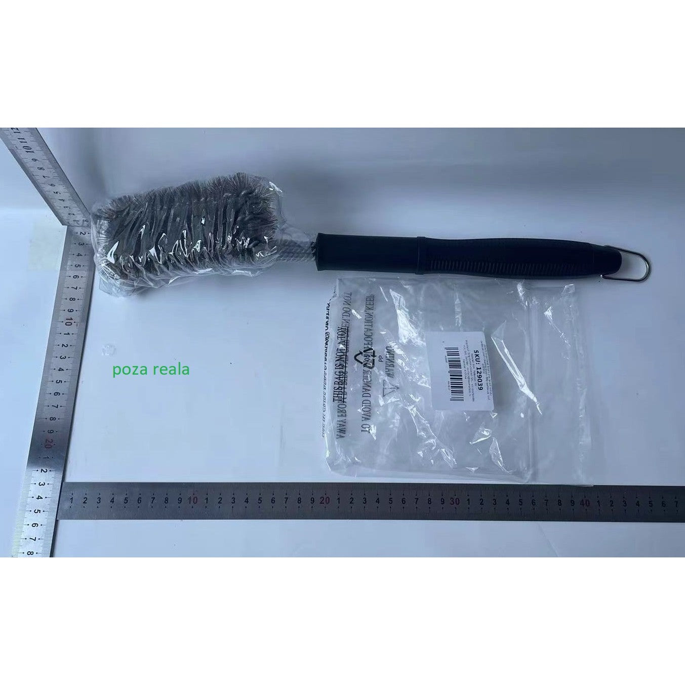 Perie de Sarma pentru Gratar, Maner 45 cm, din Otel inoxidabil, 45X7X10, Negru