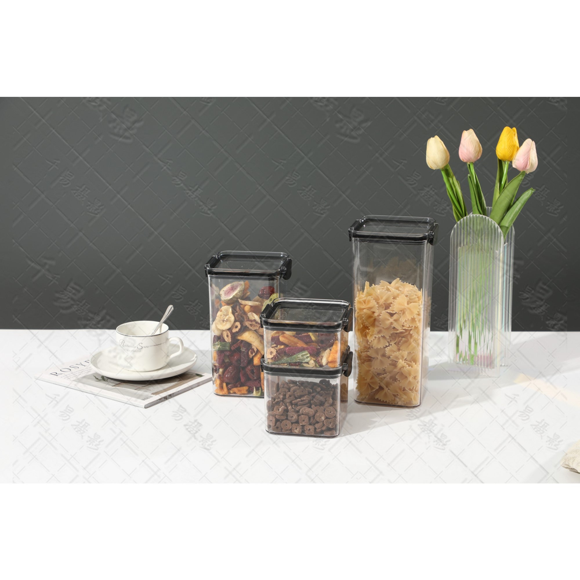 Recipient din Plastic, pentru Alimente/Obiecte, Inchidere Ermetica, 10.2 x 24.2 cm, 1800 ml, Transparent
