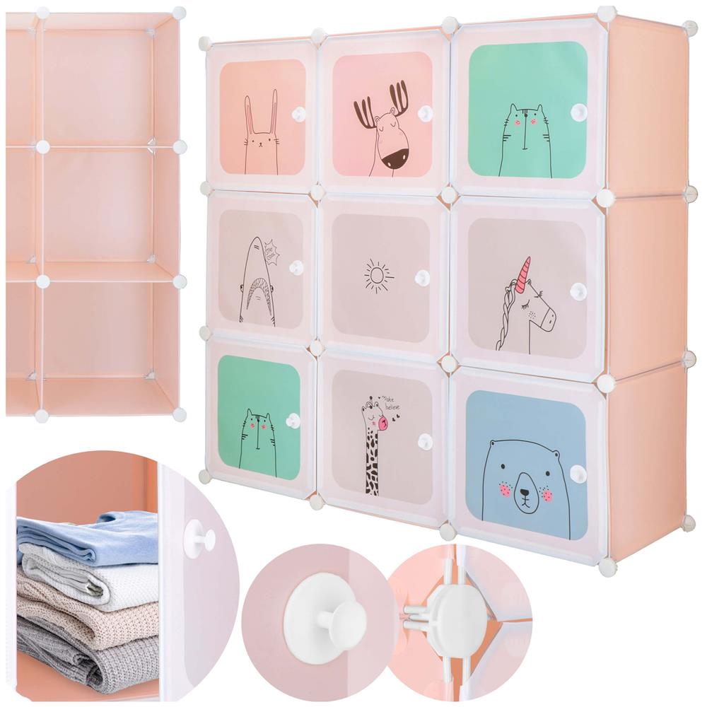 Dulap copii, modular cu 9 compartimente, PVC, 110x110x37 cm, multicolor
