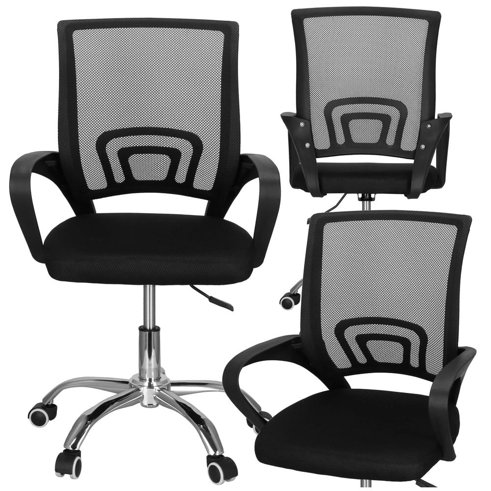 Scaun birou reglabil, ergonomic, cu brate, 87-96x54x59 cm, negru